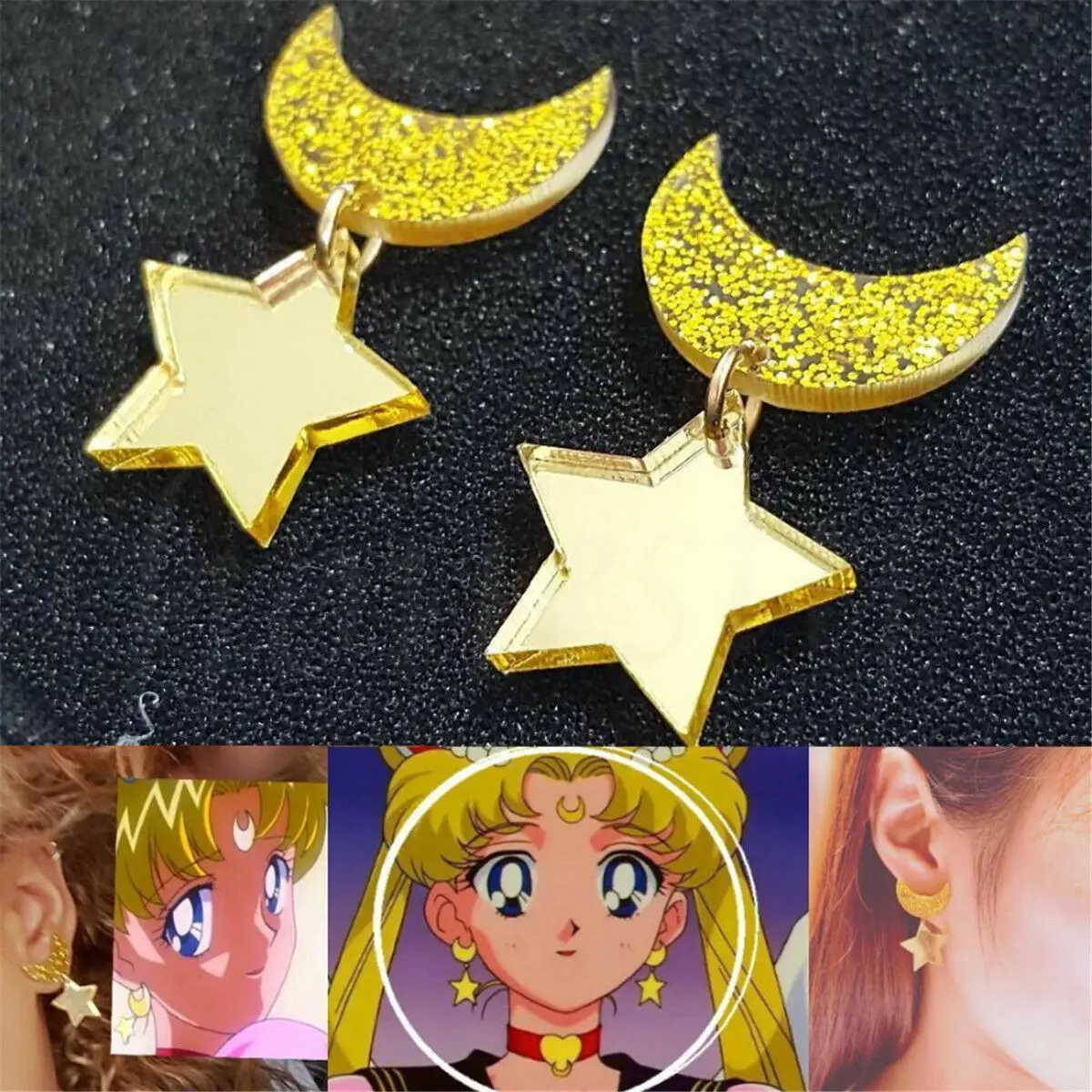 1 пара аниме Сейлор Мун Косплей Kawaii Звезда Луна Космос серьги клипсы для ушей