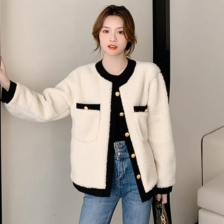 

Осенне-зимнее женское пальто из овечьей шерсти Новинка 2021 корейский плотный женский однобортный повседневный жакет