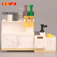 street view creative assembly moc building block toy cabinet interior decoration furniture scene accessories