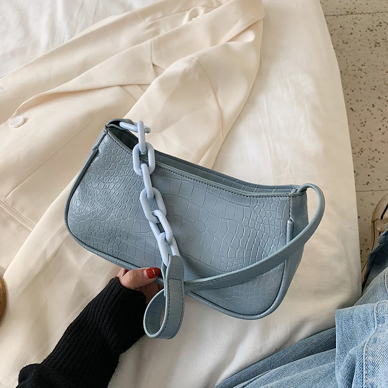 

Stone Pattern PU Leather Shoulder Bags for Women 2021 Chain Design Crossbody Handbags Lady Travel Fashion Hand Bag