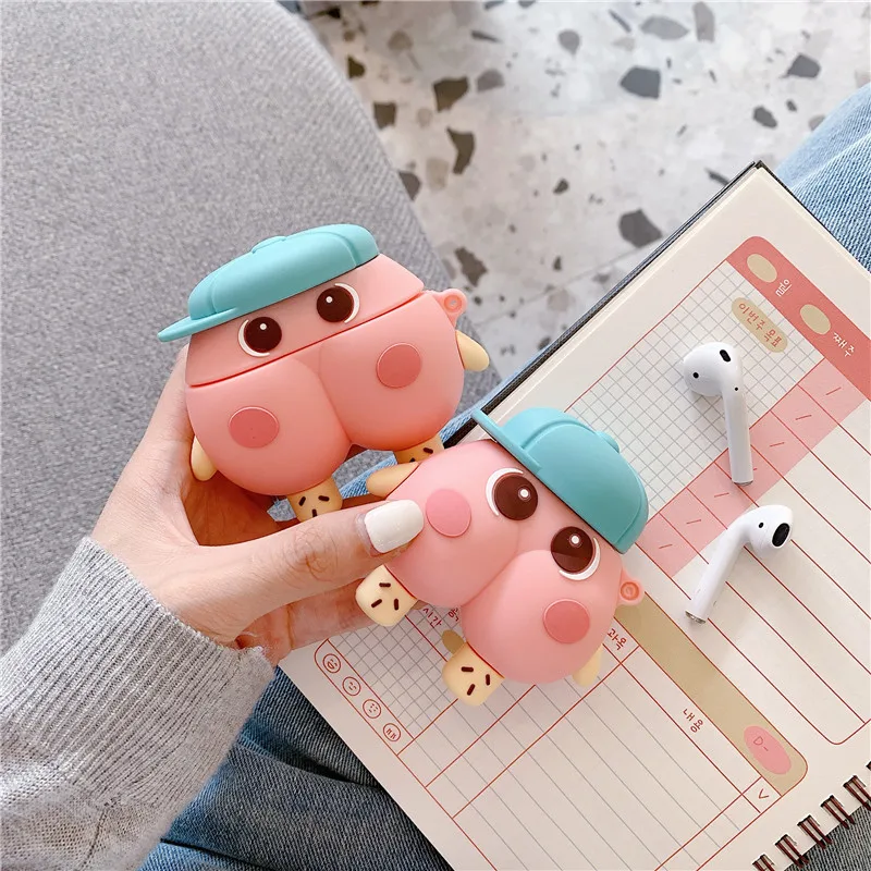 3D Kawaii Animal Pink приклад чехол для Airpods 1 2 Чехол забавные задние наушники Apple Pro Модный |