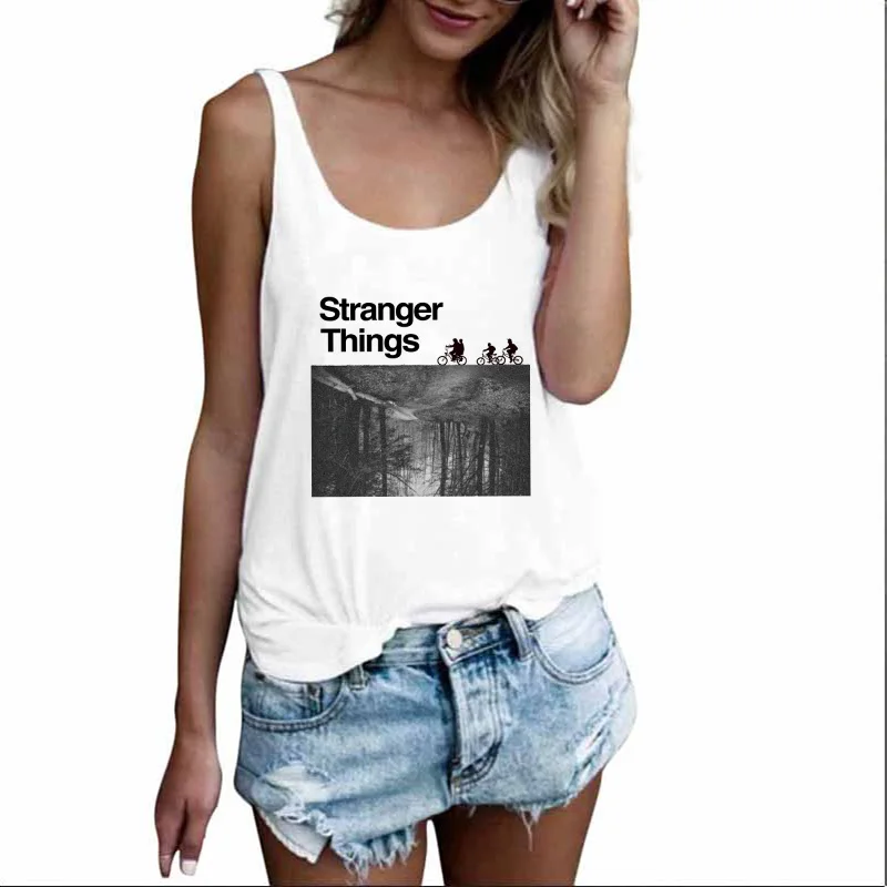 Кроп топ женский без рукавов с принтом странные вещи|Майки| |