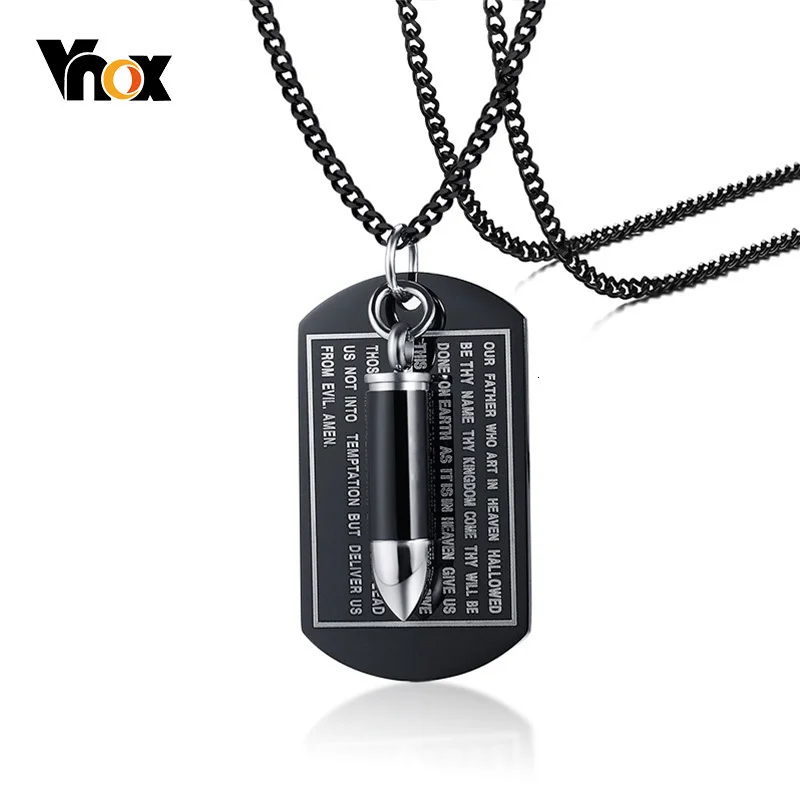 Vnox урн Openable пуля кулон для мужчин ожерелье Черная Библейская бирка Даг из