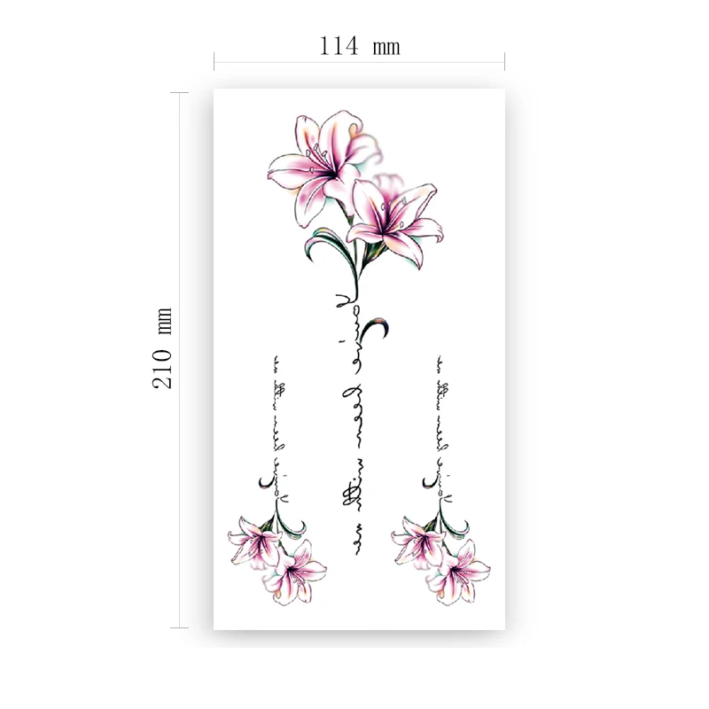 

Temporary Tattoo Sticker Pink Daffodil English Alphabet Totem Design Fake Tattoos Waterproof Tatoos Arm Leg Large Size for Women