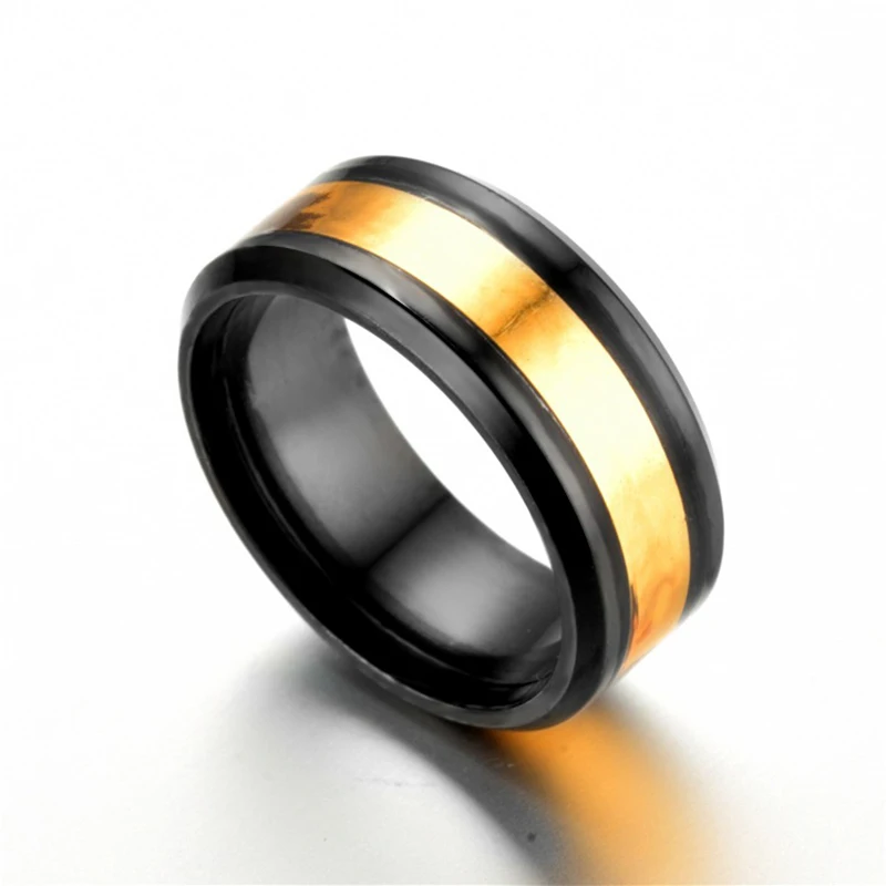 

VOERYNT Gold Color Stainless Steel Ring For Men Wedding Jewelry Valentine's Day Gifts DC005