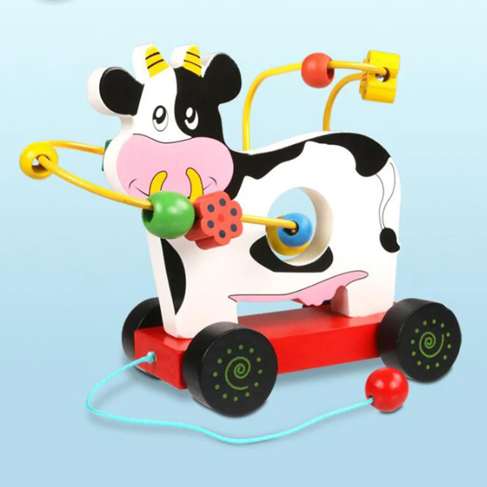 

Baby Toy Animal Trailer Threading Around Beads Building Block Interactive Wooden Toys Montessori Child Early Education Kids Toys