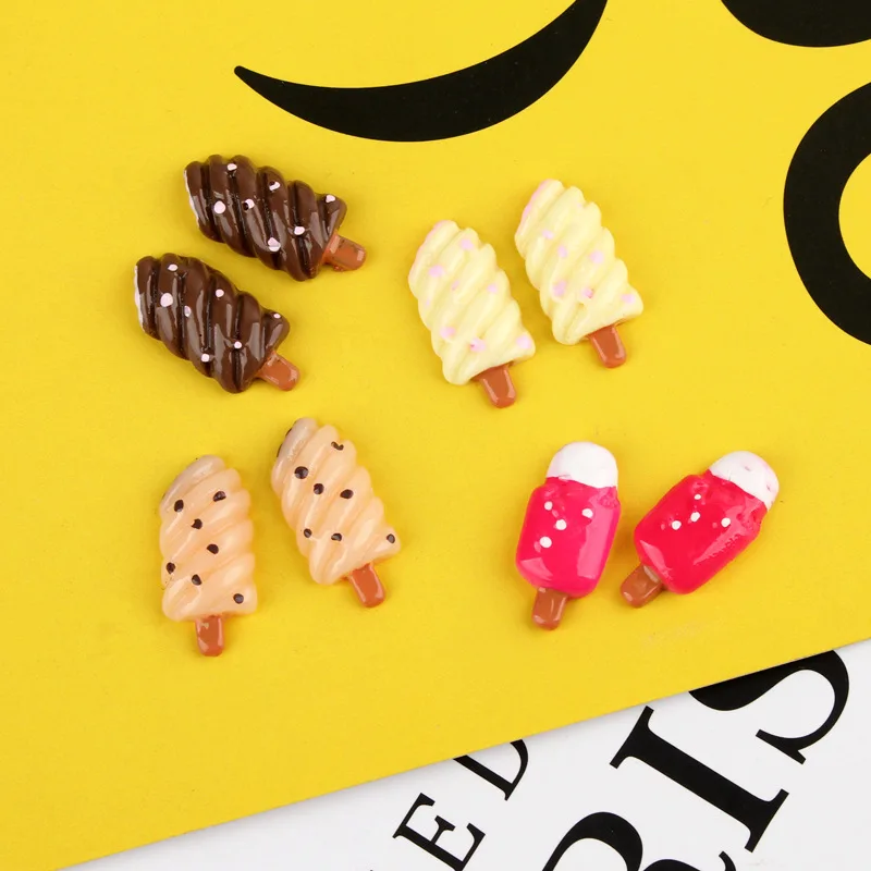 Мини-заказ 4*20 мм каваи кабошон из смолы милый еда Мороженое Flatback камея глина