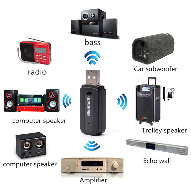 Adaptador Bluetooth USB para altavoz de coche... dispositivo inalámbrico de Audio 3,5mm receptor de Audio interfaz de Audio