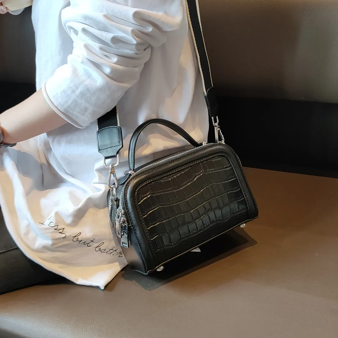 

Fashion Single Shoulder Bag Box Messenger Bags Square Sling Bag Embossed Women's Cow Leather Handbags Bolsas