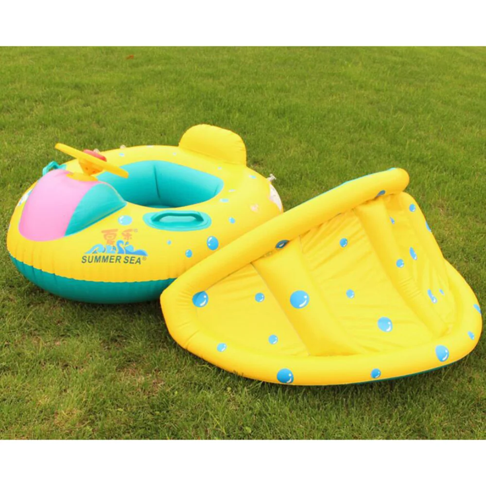 

Baby Children's Swimming Circle Inflatable Boat with Loudspeaker Sun Block Water