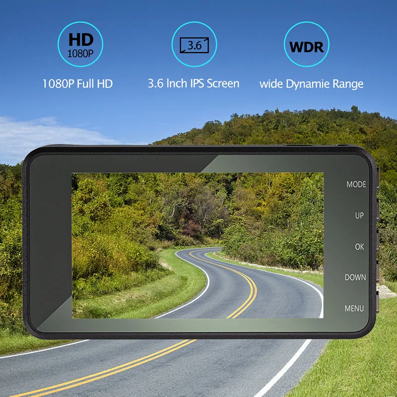 Car DVR Dash Camera Rear View Dual Lens 1080P 3.6&quot Full HD Cycle Recording G-Sensor Cam Video Recorder Dashcam Gift | Автомобили и