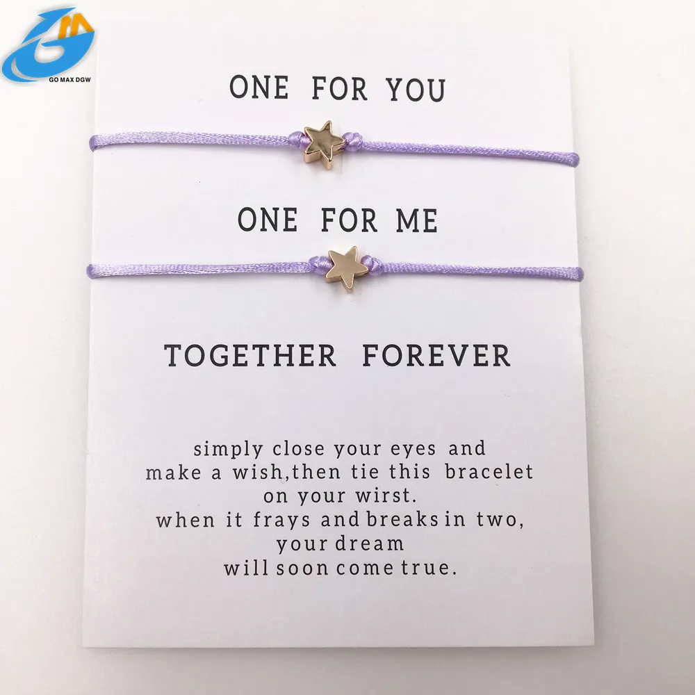 DGW простой браслет со звездой Регулируемый плетение счастливая Веревка Браслеты