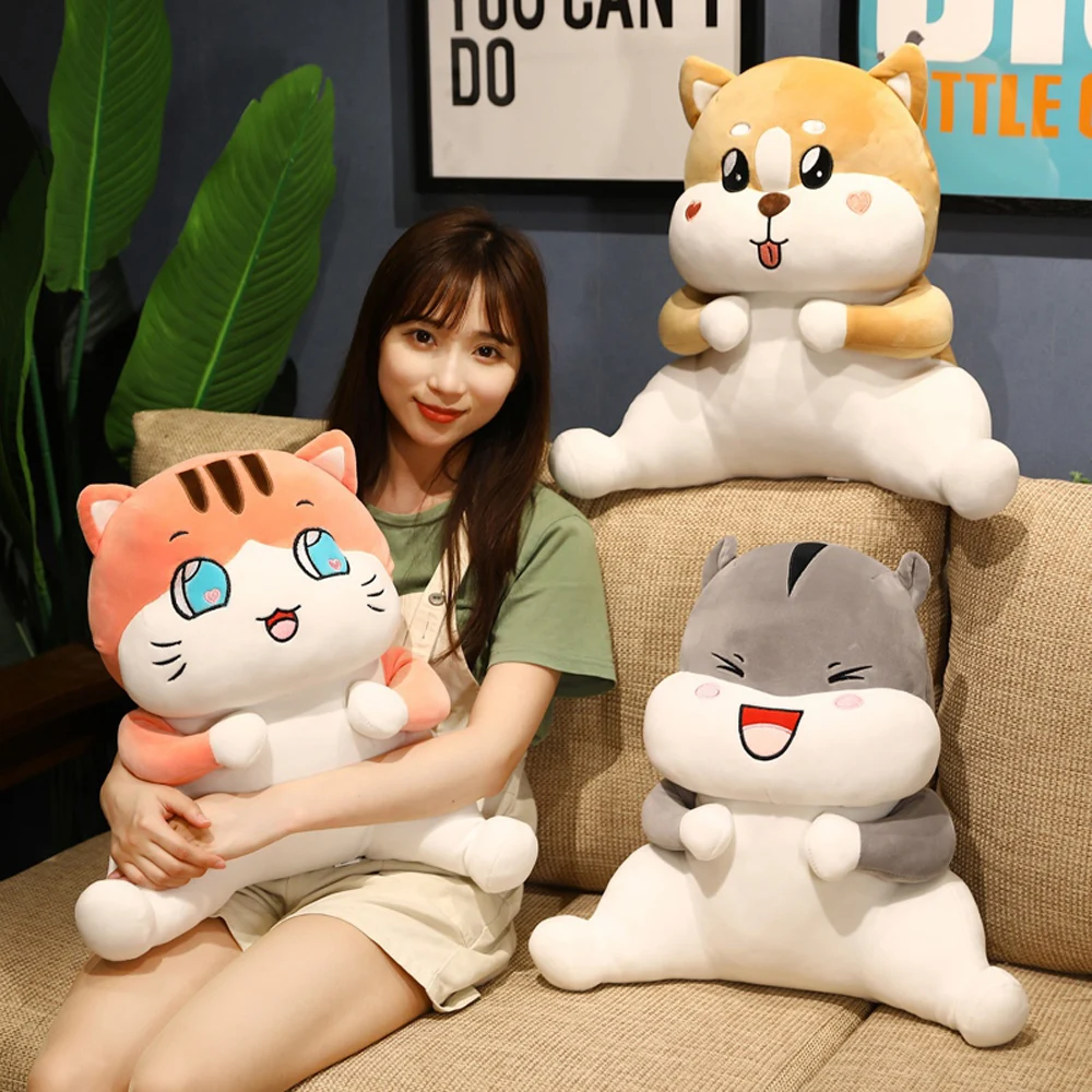 

Симпатичная мягкая набивная подушка для кресла хомяка, плюшевая подушка для головы Шиба-ину, мягкие игрушки для кошек с большими глазами, по...