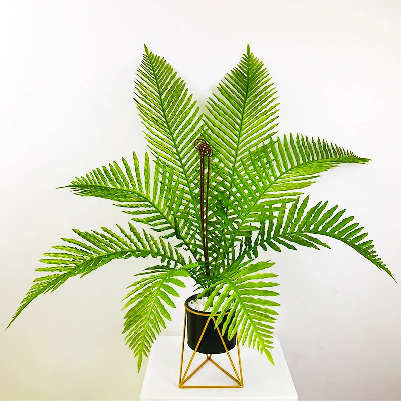 

80cm 8 Heads Tropical Palm Tree Large Artificial Plants Fake Persian Leaves Plastic Fern Leafs Wall Plants For Home Garden Decor