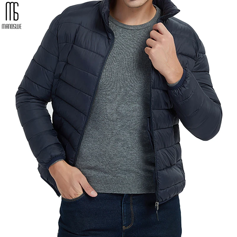 Мужской тонкий пуховик Manoswe хлопковый Повседневный теплый на молнии с капюшоном