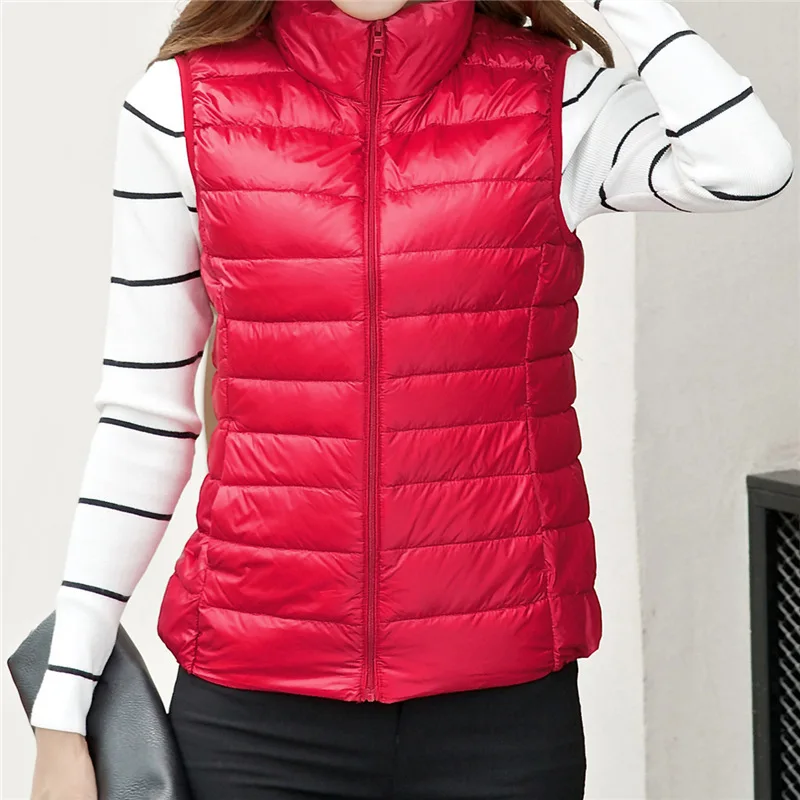 2019 женский тонкий пуховый жилет майка Женский легкий пуховик Женская куртка плюс