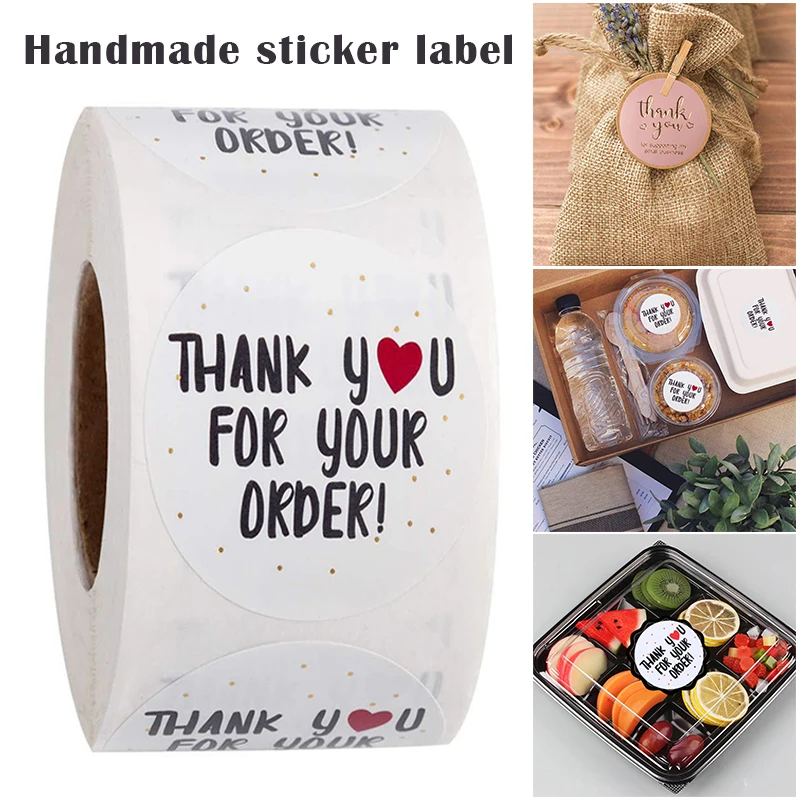 

500pcs/roll Thank You Stickers High Quality Seal Labels Scrapbook Handmade Sticker Circle Decor Наклейки