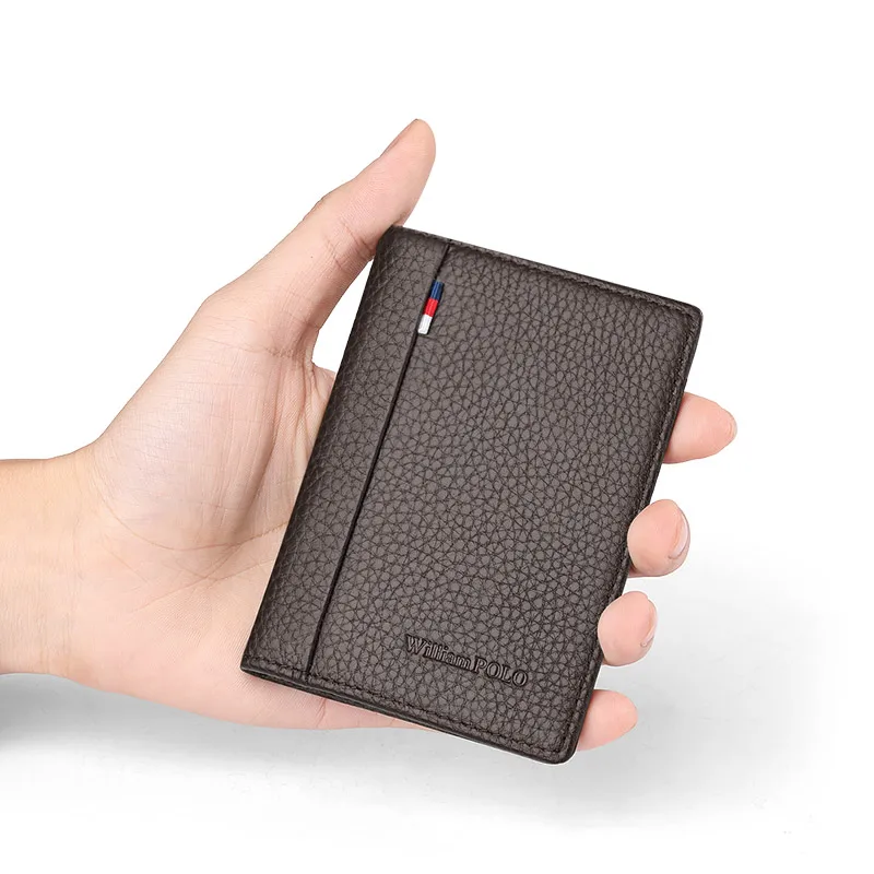 leather mens card holder wallet ultra thin card bag leather soft mini card sleeve small purse high grade id card clip free global shipping