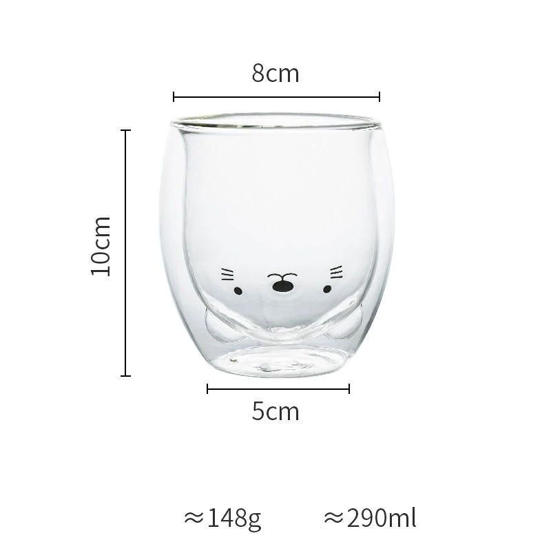 Кружка стеклянная термостойкая двухслойная 280 мл с изображением милого