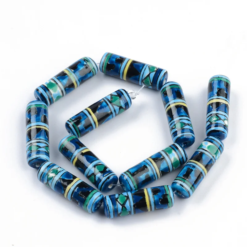

5pcs Striped Cone Ceramic Beads For Jewelry Making Necklace Earrings Hand-painted Flat Fish DIY Ceramic Spacer Beads Accessorie