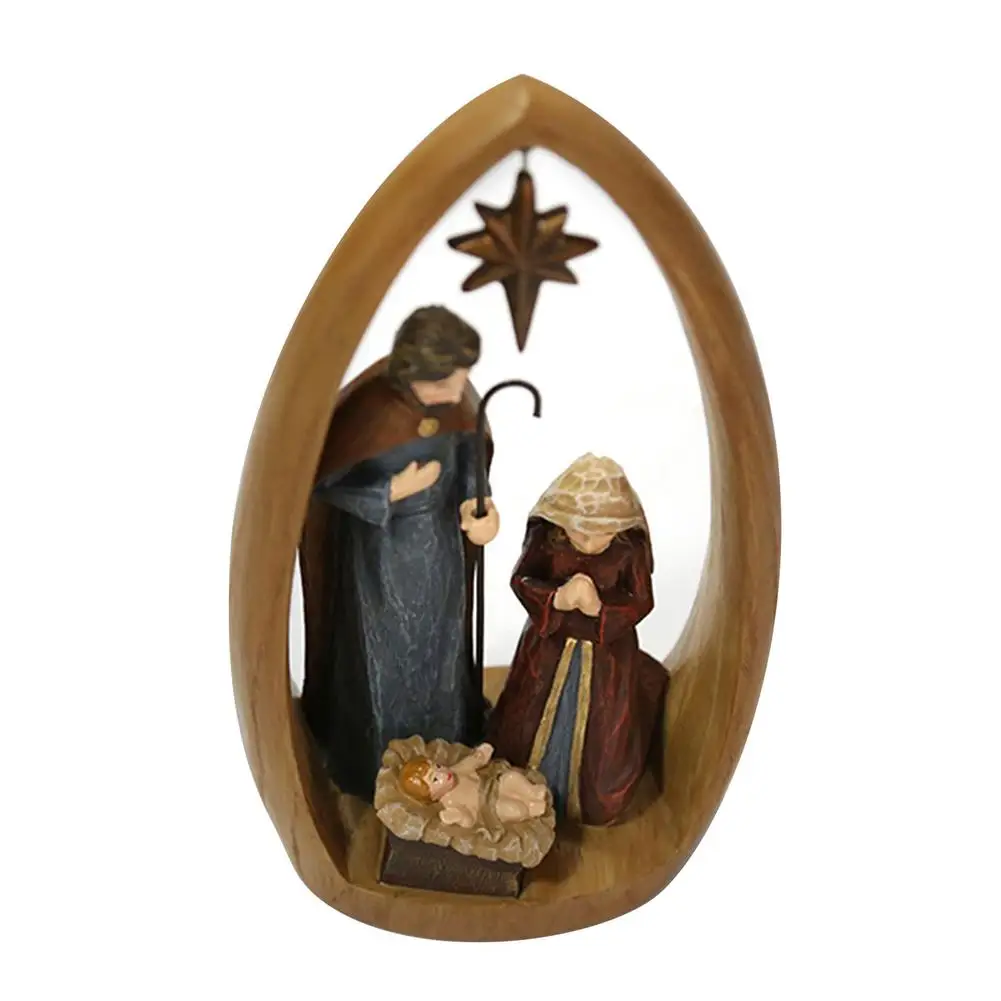 

Nativity Scene Christmas Home Ornaments Christian Jesus Manger Resin Decorations With Holy Family Joseph Mary Figurines Religi