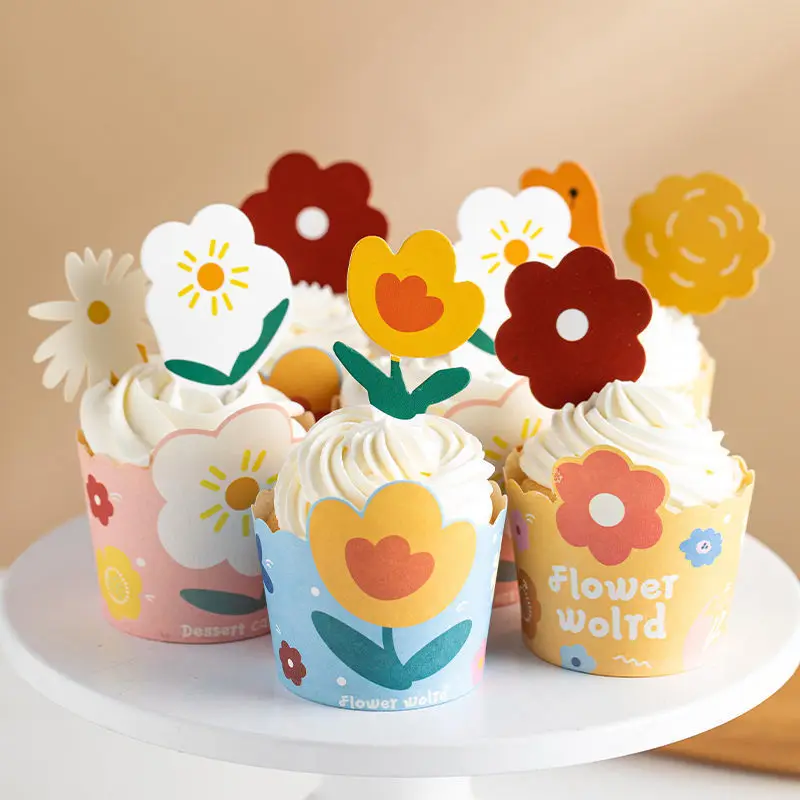 

Muffin Cup Three-Dimensional Cake Paper Cups High Temperature Resistant Holiday Flower Cup Oven Baking Mold Kitchen accessories