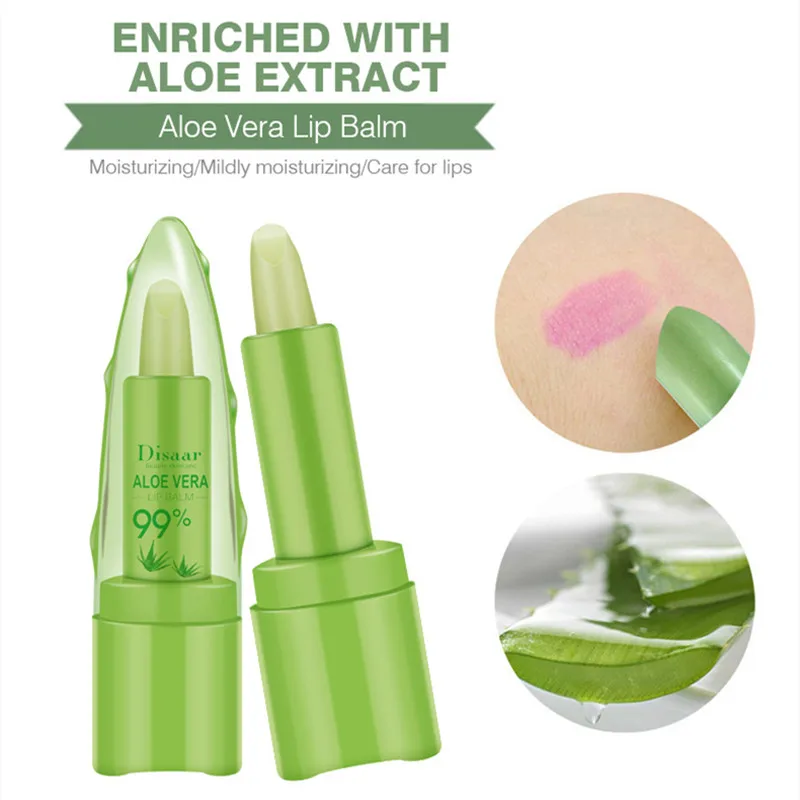 Новинка 4 г Матовая губная помада набор алоэ вера с изменением цвета Увлажняющая