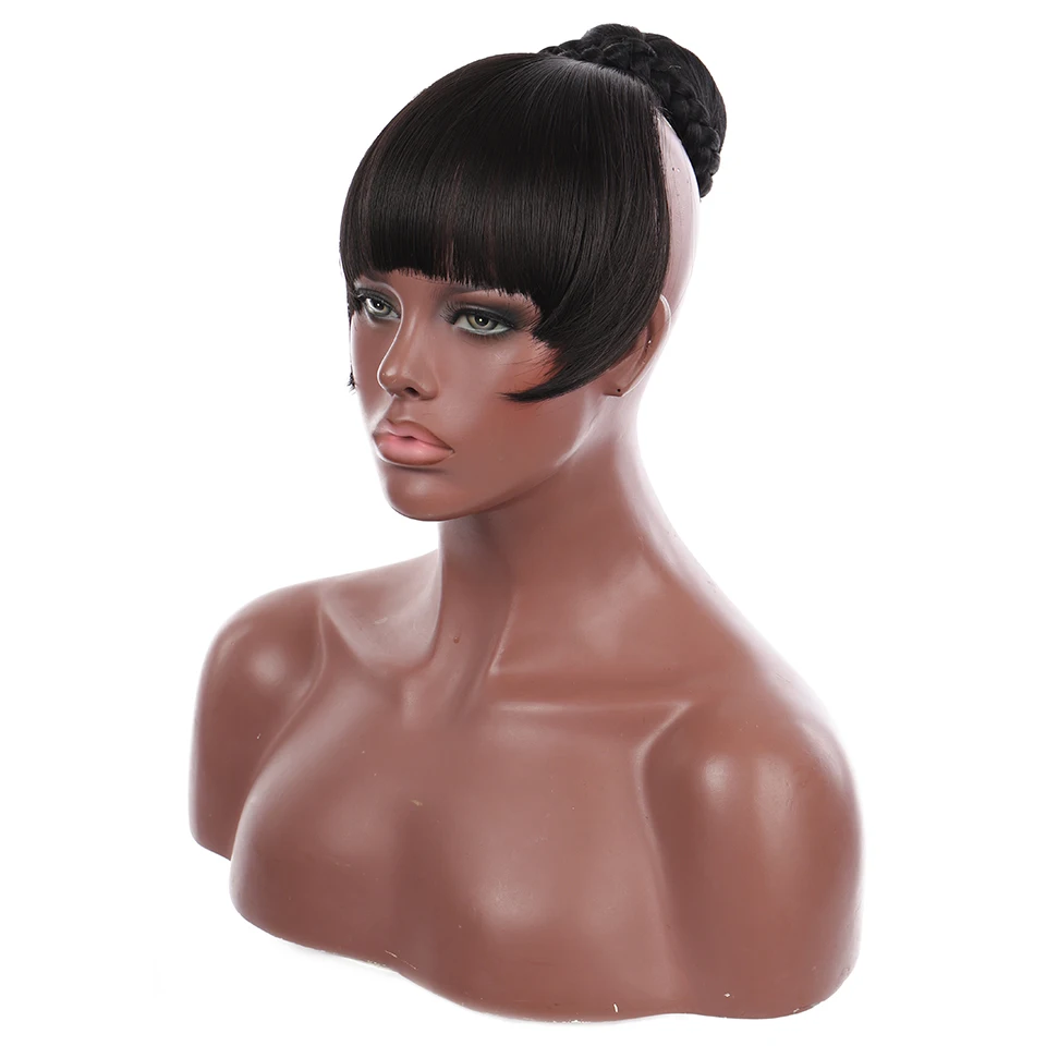 BUQI Synthetic Fake Hair Bun with Bang For Women Heat Resistant Fiber Chignons HairPiece Ponytail Wig Clip in Extension | Шиньоны и