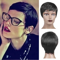 short wigs with bangs straight synthetic heat resistant hair wig for women fashion natural female short wig black blonde