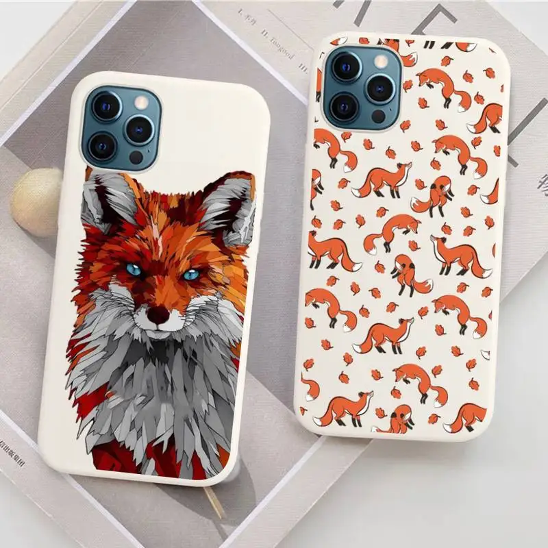 

Anime funny foxs lovely cute Phone Case Soft Solid Color for iPhone 11 12 13 mini pro XS MAX 8 7 6 6S Plus X XR
