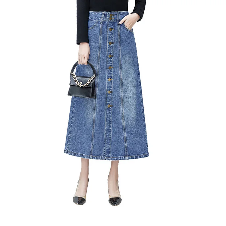 

Denim Skirt New Mid-length A- Line denim Slim Women's 2021 Spring and Summer Solid Empire Ages 18-35 Years Old Dropshipping