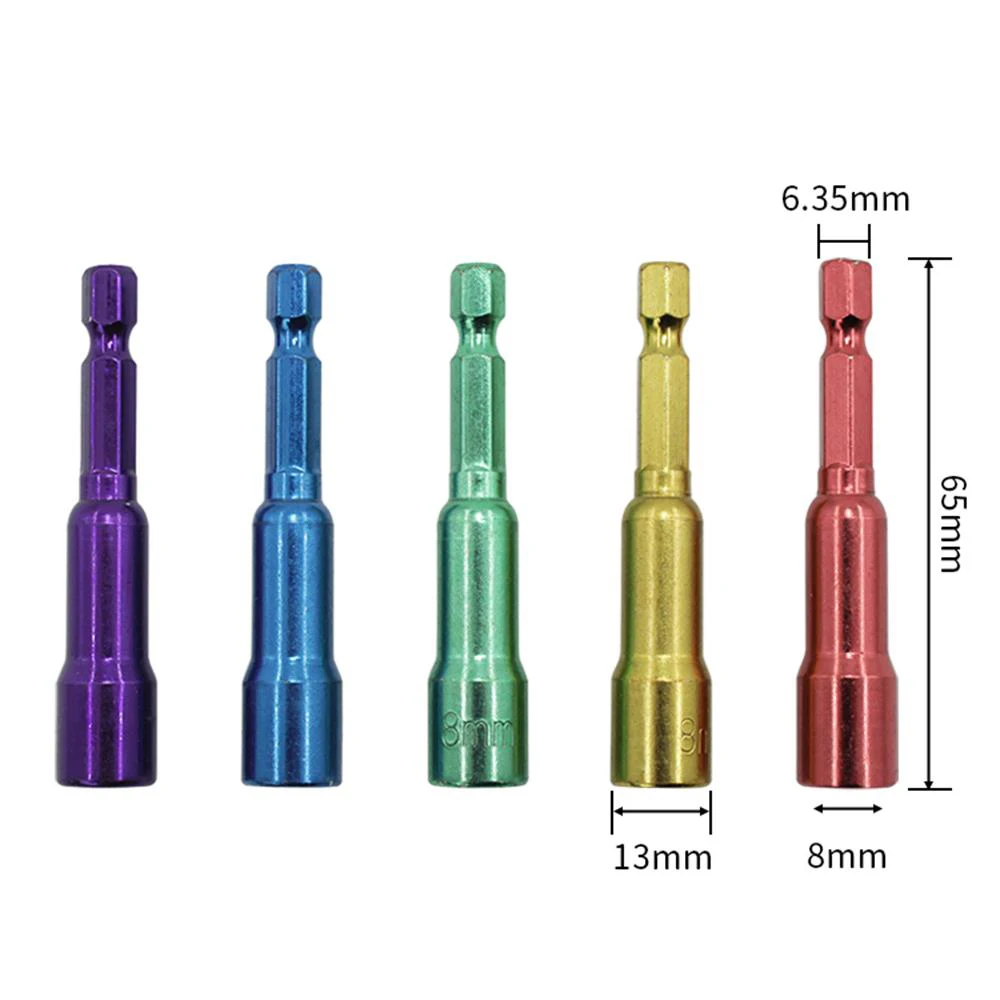 5pcs ручные инструменты красочные адаптер гнезд комплекты с шестигранной головкой