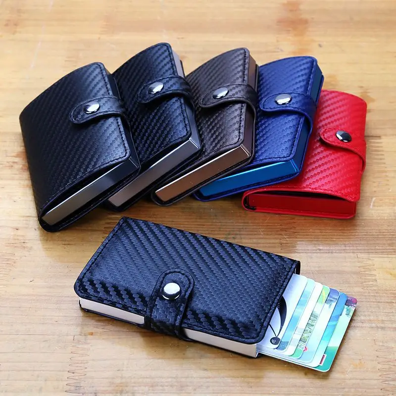 2019 Fashion Credit Card Holder PU+Metal Box Card Holder Slim Portable Card Holder RFID Blocking Card Wallet
