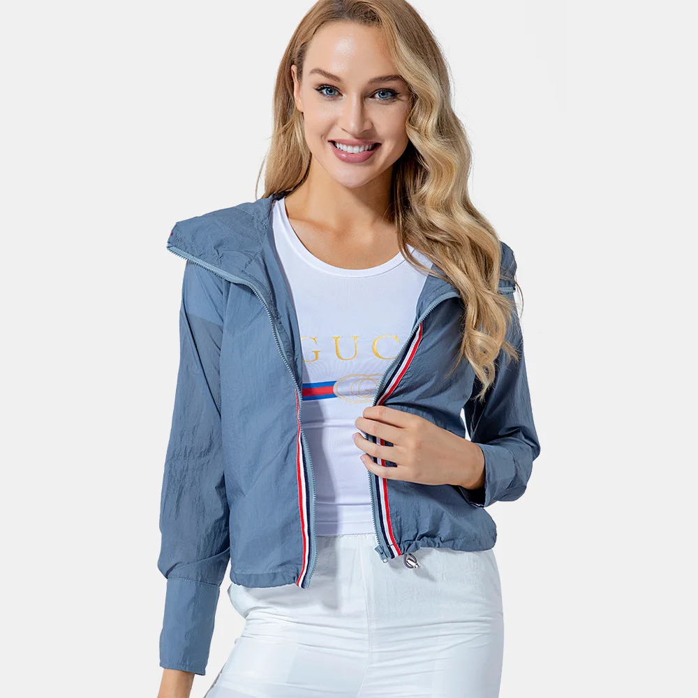 Женская спортивная одежда куртка летние куртки для бега тренировок с капюшоном