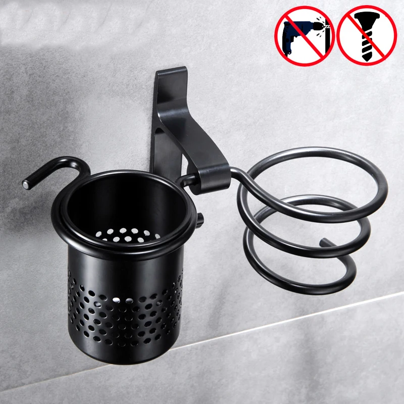 Бесплатная Пробивка фен настенная полка для ванной комнаты сушилка волос