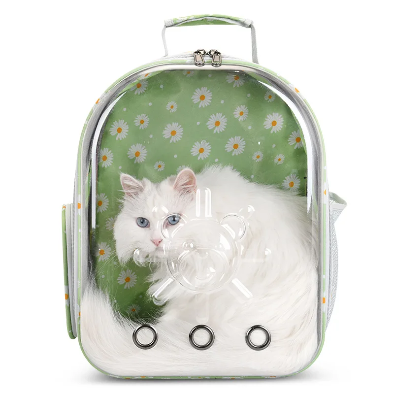 

Cat and Dog Space Pet Backpack Daisy Transparent Pet Bag Breathable Portable Pet Backpack Outdoor Travel Backpack Pet Supplies