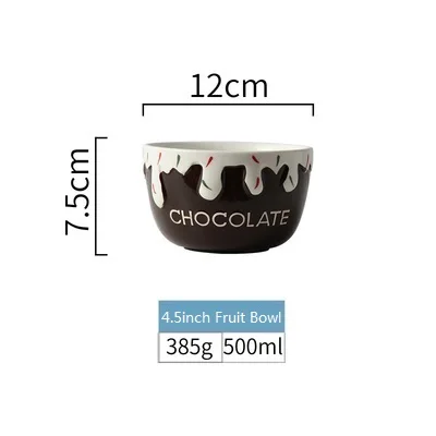 chocolate Ins Горячая тиснение крем миска в форме клубники Cearmic чашки тарелка милые столовые приборы салатник овса чашка для еды кофе кружка молоко чашка лапша чаша - Цвет: chocolate