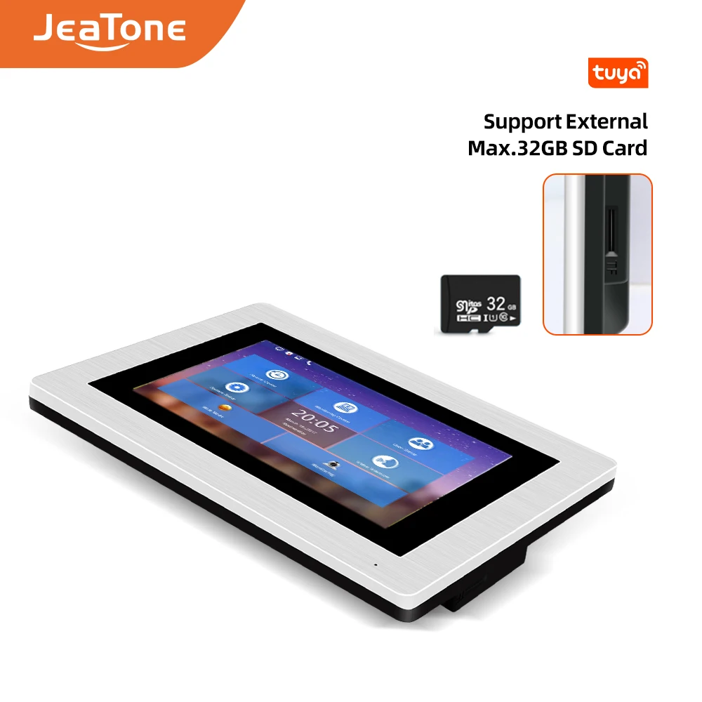 jeatone tuya smart app wifi ip 7 inch touch screen video door phone intercom wired door bell door speaker access control system free global shipping