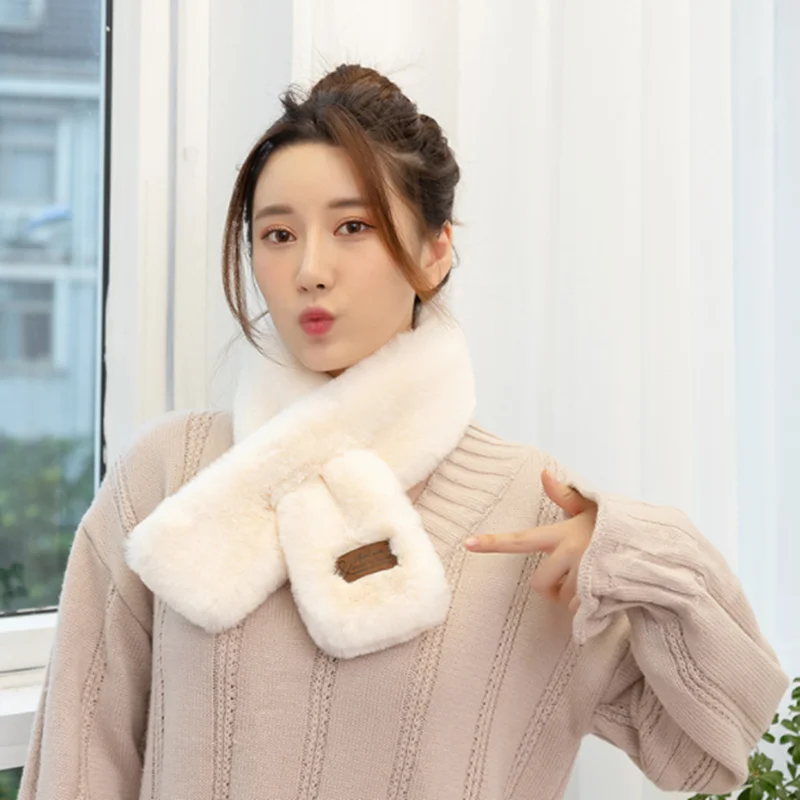 Модный новый зимний женский однотонный флисовый утепленный плюшевый теплый шарф