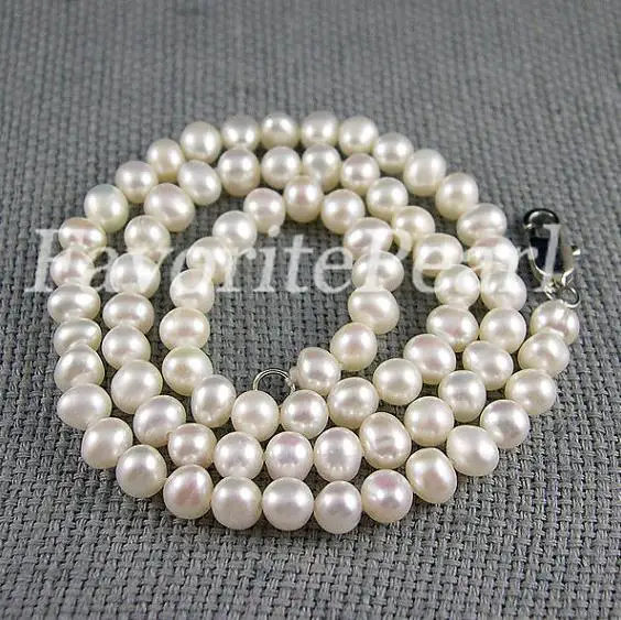 

Favorite Pearl Necklace 18 inches 5.5-6mm White Color Genuine Freshwater Pearl Necklace Wedding Birthday Fine Jewelry Girl Gift