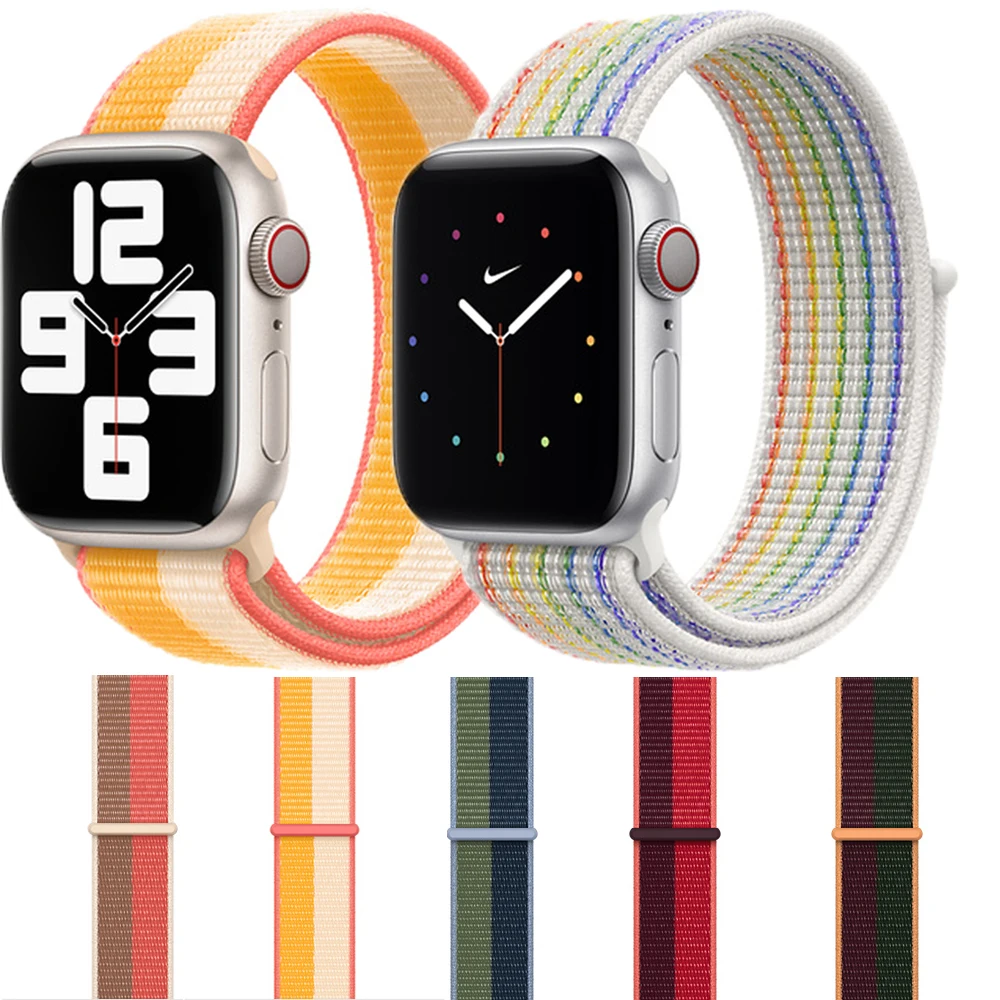 

Nylon Loop for Apple watch Band 44mm 40mm 45mm 41mm 38mm 42mm 40 44 45 mm Accessories bracelet iWatch serie 6 5 4 3 SE 7 Strap
