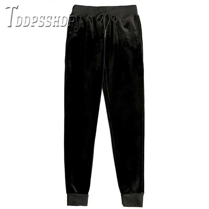 

2019 Winter Lining With Fluff Women Pants Soft Velvet Fabric Female Trousers