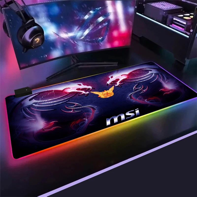 

RGB Mouse Pad High Quality MSI Dragon Logo HD Printed Game Mousepad Free Shipping Large Colorful Durable Table Mat mouse pad mat