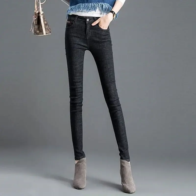 

High Waist Jeans Women's Slim Capri Slim Fit Pants New Spring and Autumn Elastic Tight Black Pants