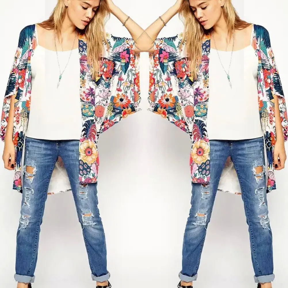 Женский кардиган-кимоно с цветочным принтом | Женская одежда