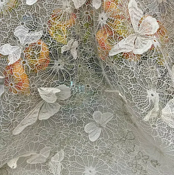 

Lace fabric for women's clothing children's clothing, polyester Three-dimensional butterfly net yarn accessories