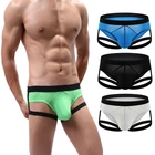 Мужские сексуальные ледяные шелковые трусы, нижнее белье, удобные тонкие Подвязки для ног, мужские трусы с вырезами на бедре, трусы