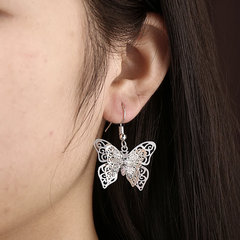 Богемные посеребренные висячие серьги Shellhard геометрические серьги-бабочки с