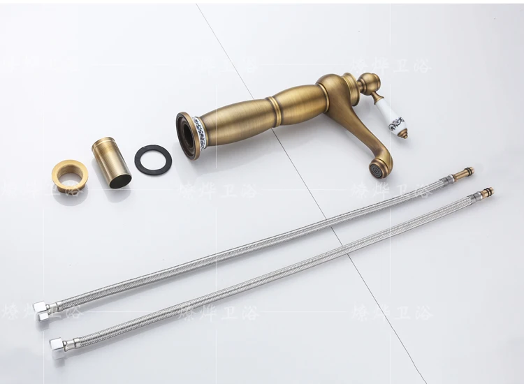 

Bathroom Faucet Antique Bronze Finish Brass Basin Sink Solid Brass Faucets Single Handle Water Hot cold c Mixer Taps Bath Crane