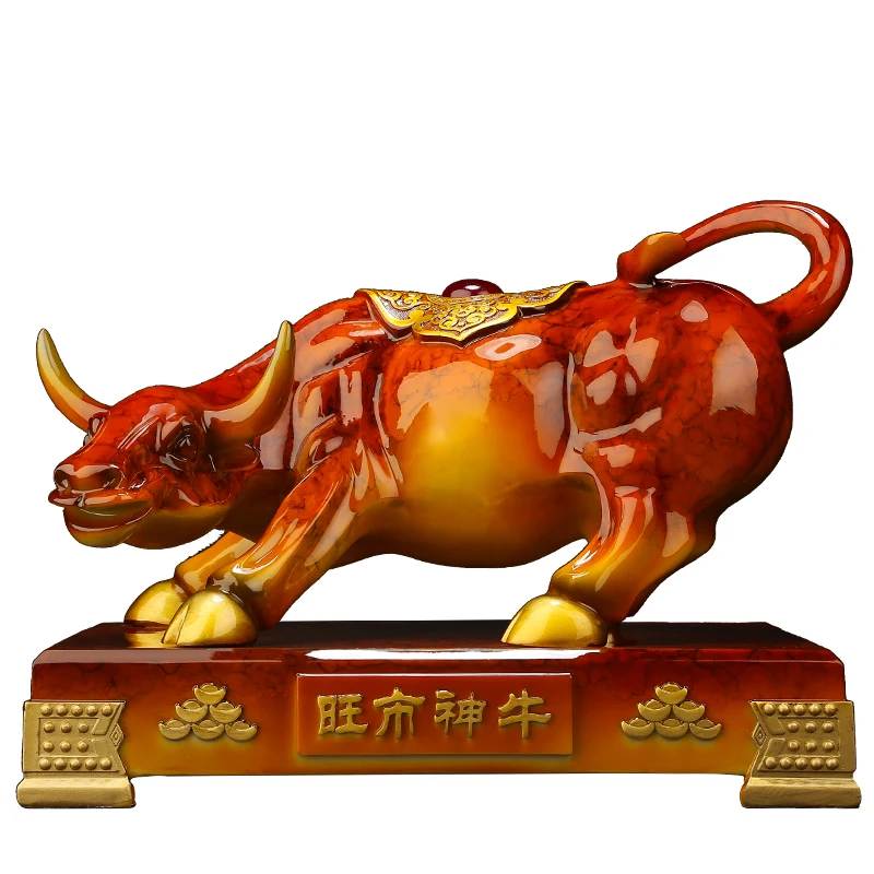 

Flourishing city god cattle sculpture on Wall Street Bovine Wang Stock market Copper color gift sculpture office bull decoration
